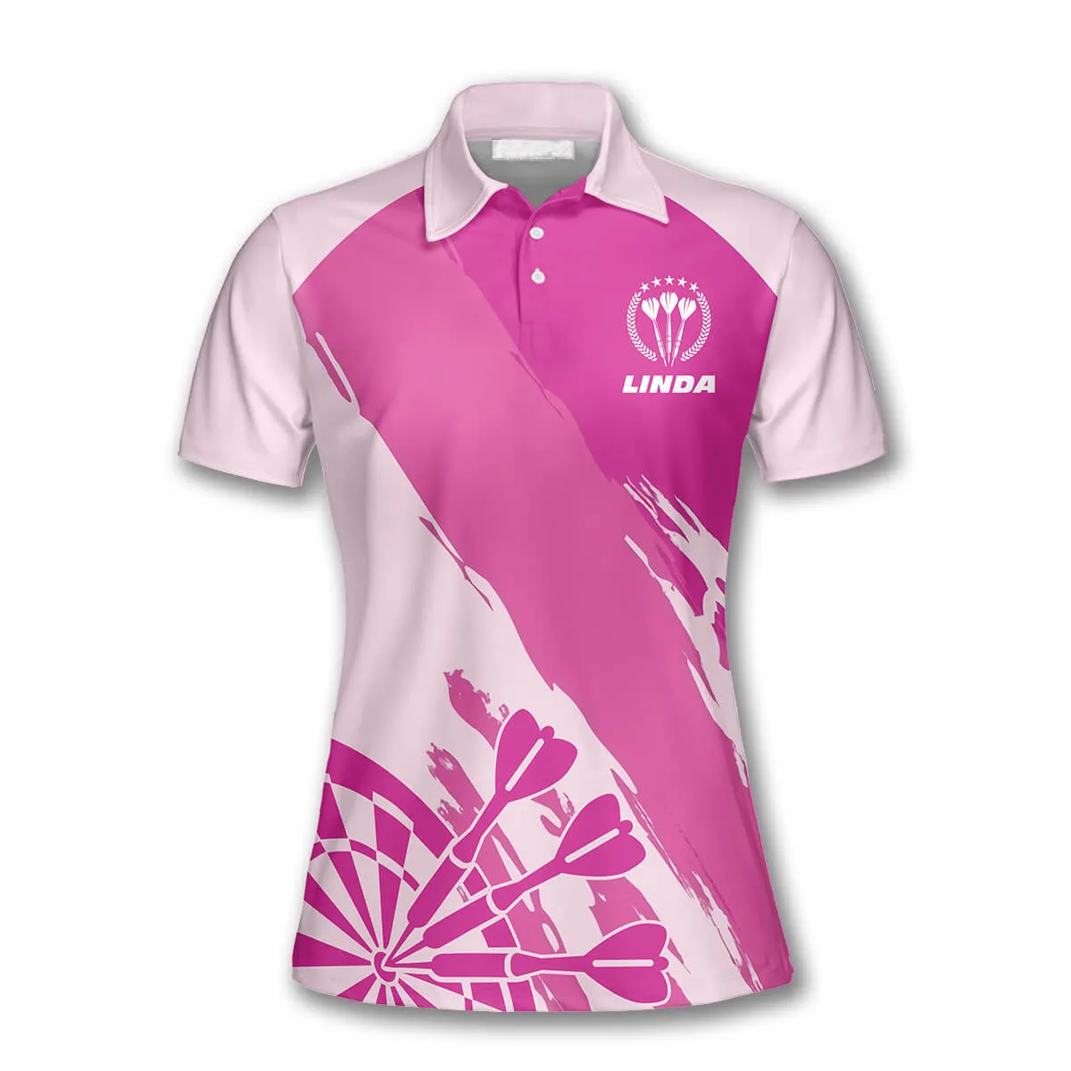 3D All Over Print Light Dark Pink Custom Darts Polo Shirts for Women