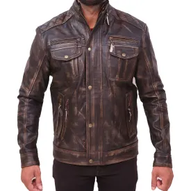 Abbraci Cafe Racer Classic Vintage Men's Leather Jacket