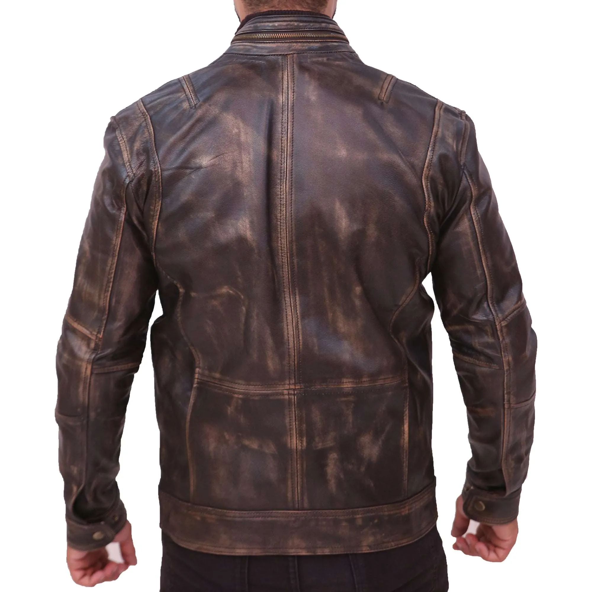 Abbraci Cafe Racer Classic Vintage Men's Leather Jacket