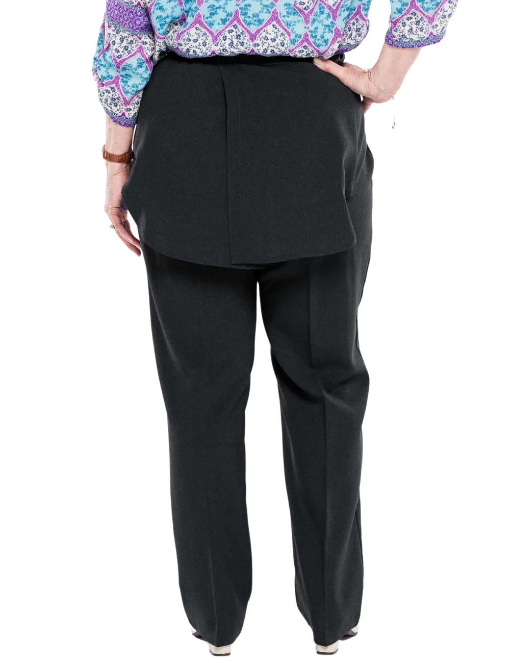 Adaptive Open Back Melange Texture Pants - Black