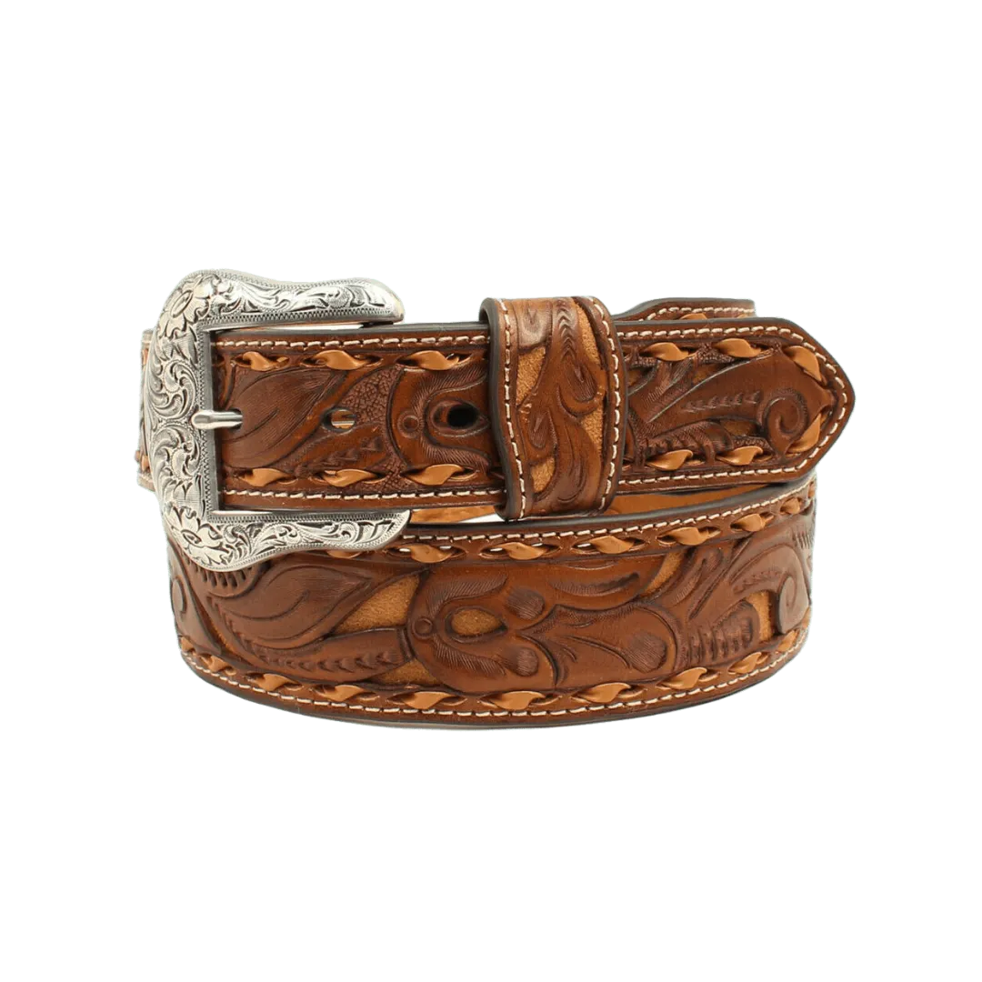 Ariat M&F Nocona Men's Brown Leather Floral Lace Belt