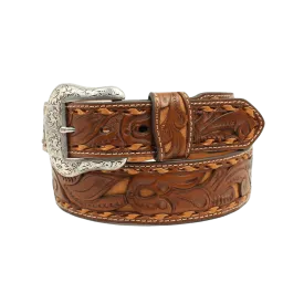 Ariat M&F Nocona Men's Brown Leather Floral Lace Belt