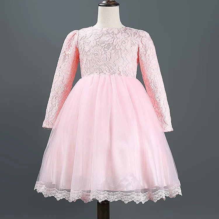 Autumn Winter baby girls dresses new Lace birthday dress long sleeve christmas dress for girl kids