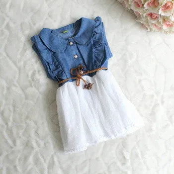 Baby girls dress New fashion Children clothing brand cotton denim dresses kids summer girl sleeveless princess