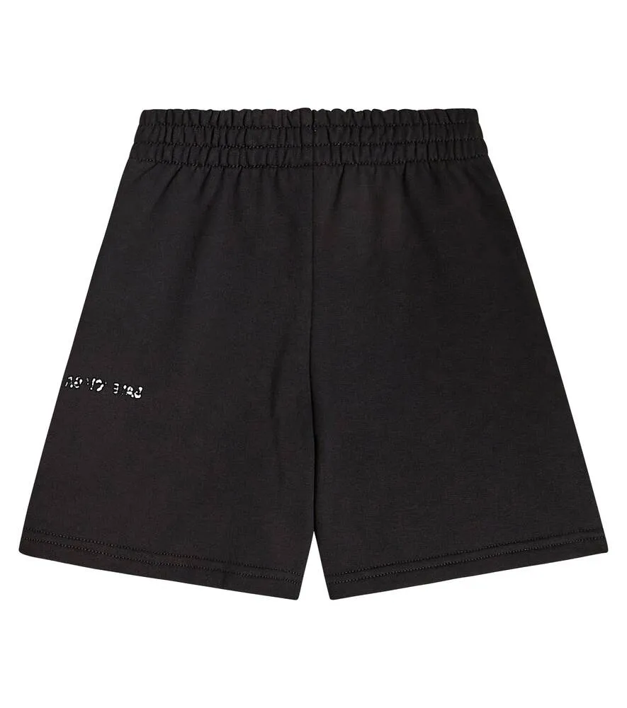 Balenciaga Kids Logo Cotton Shorts, Black