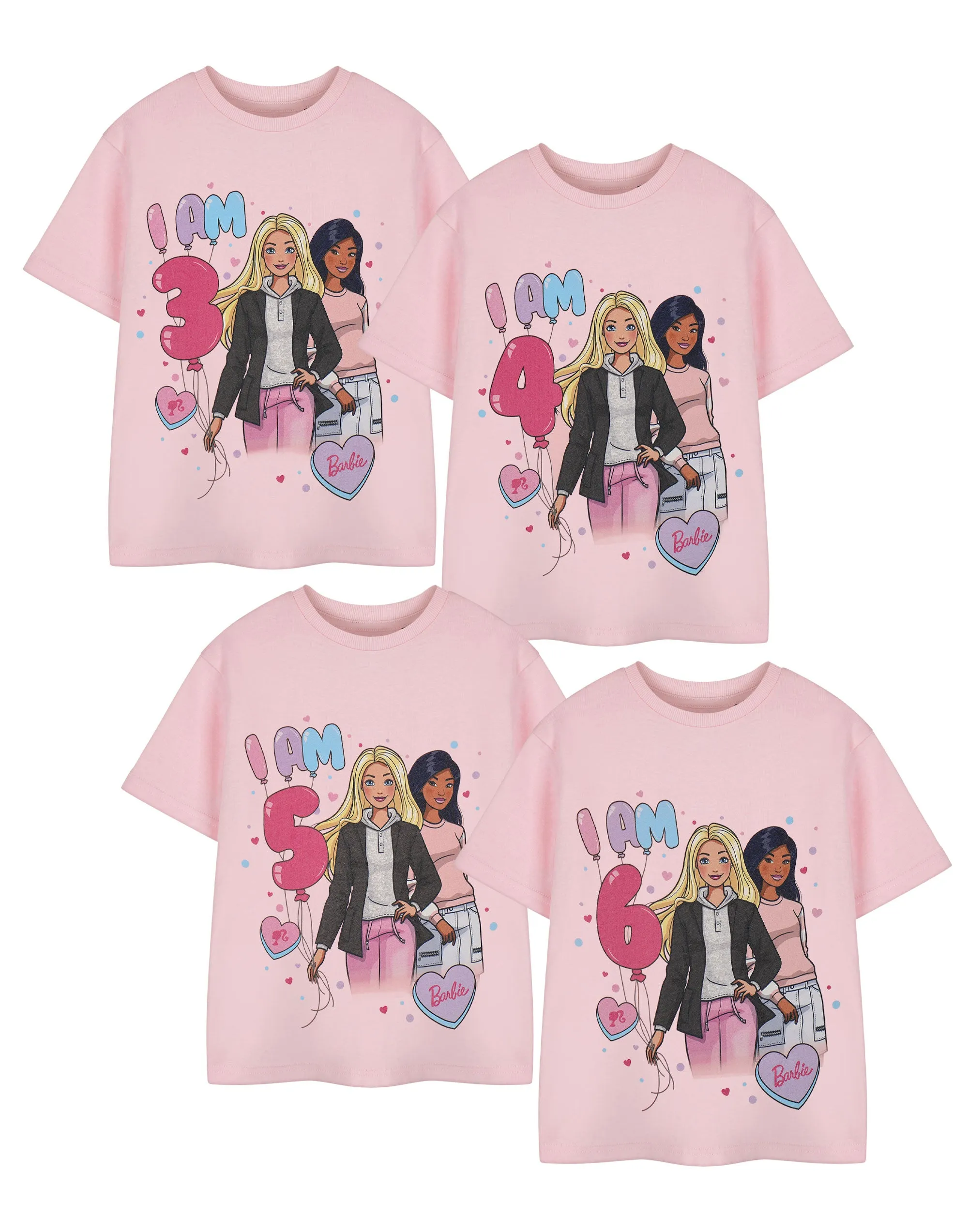 Barbie Birthday Girls Pink Short Sleeved T-Shirt