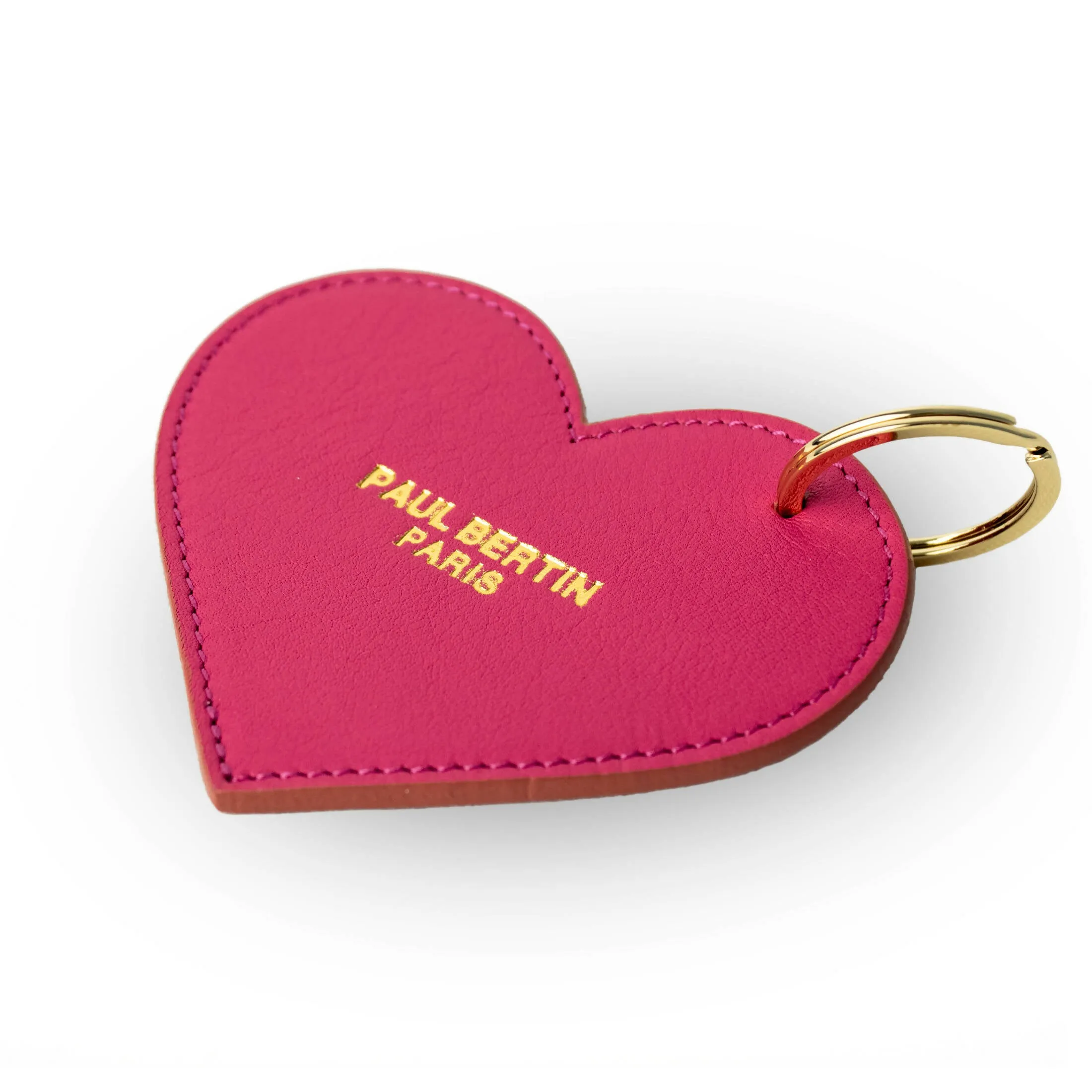 Beige leather heart-shaped keychain