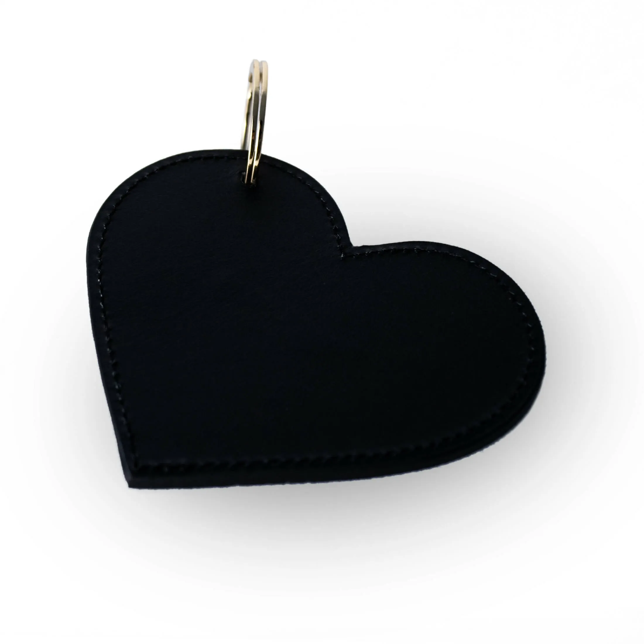 Beige leather heart-shaped keychain