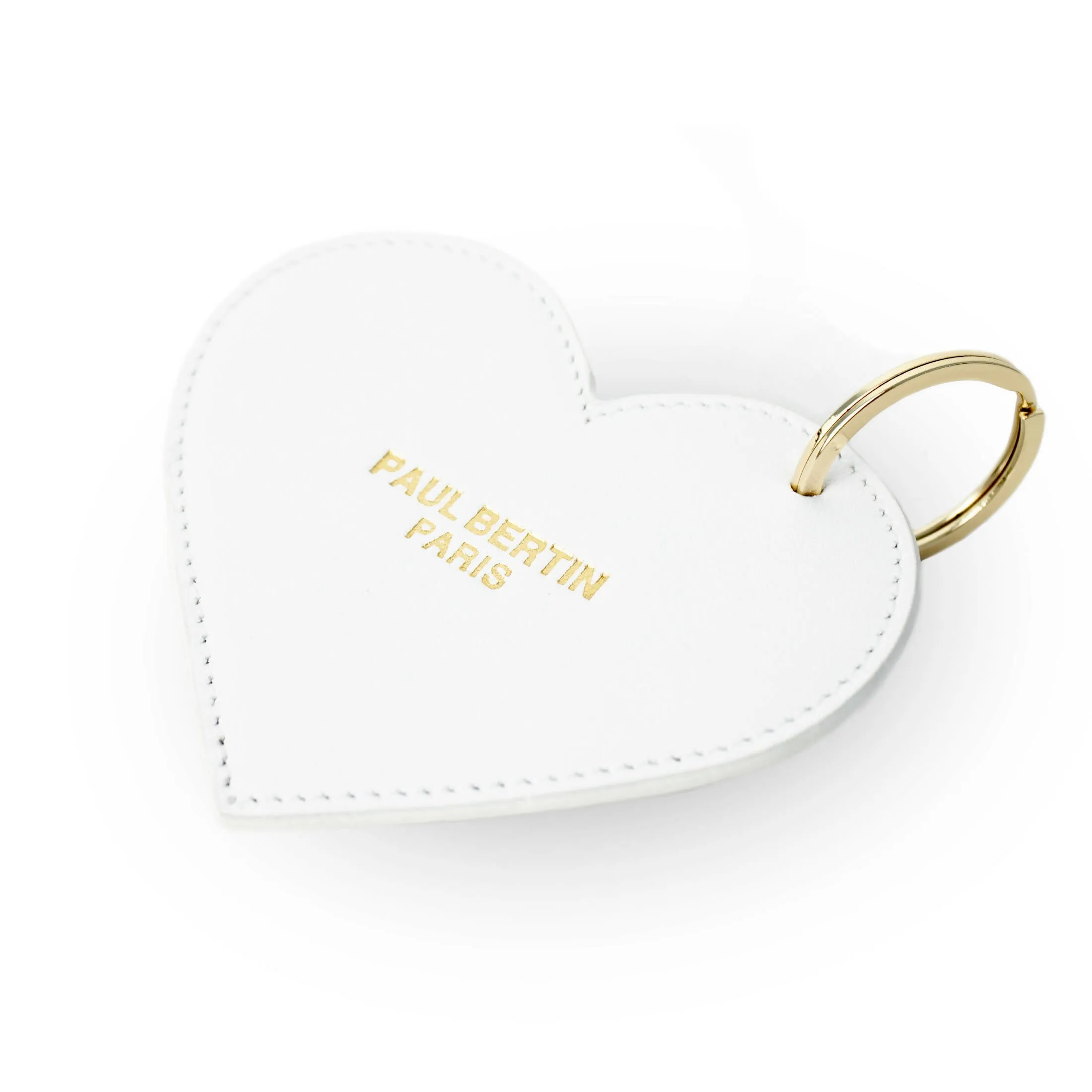 Beige leather heart-shaped keychain