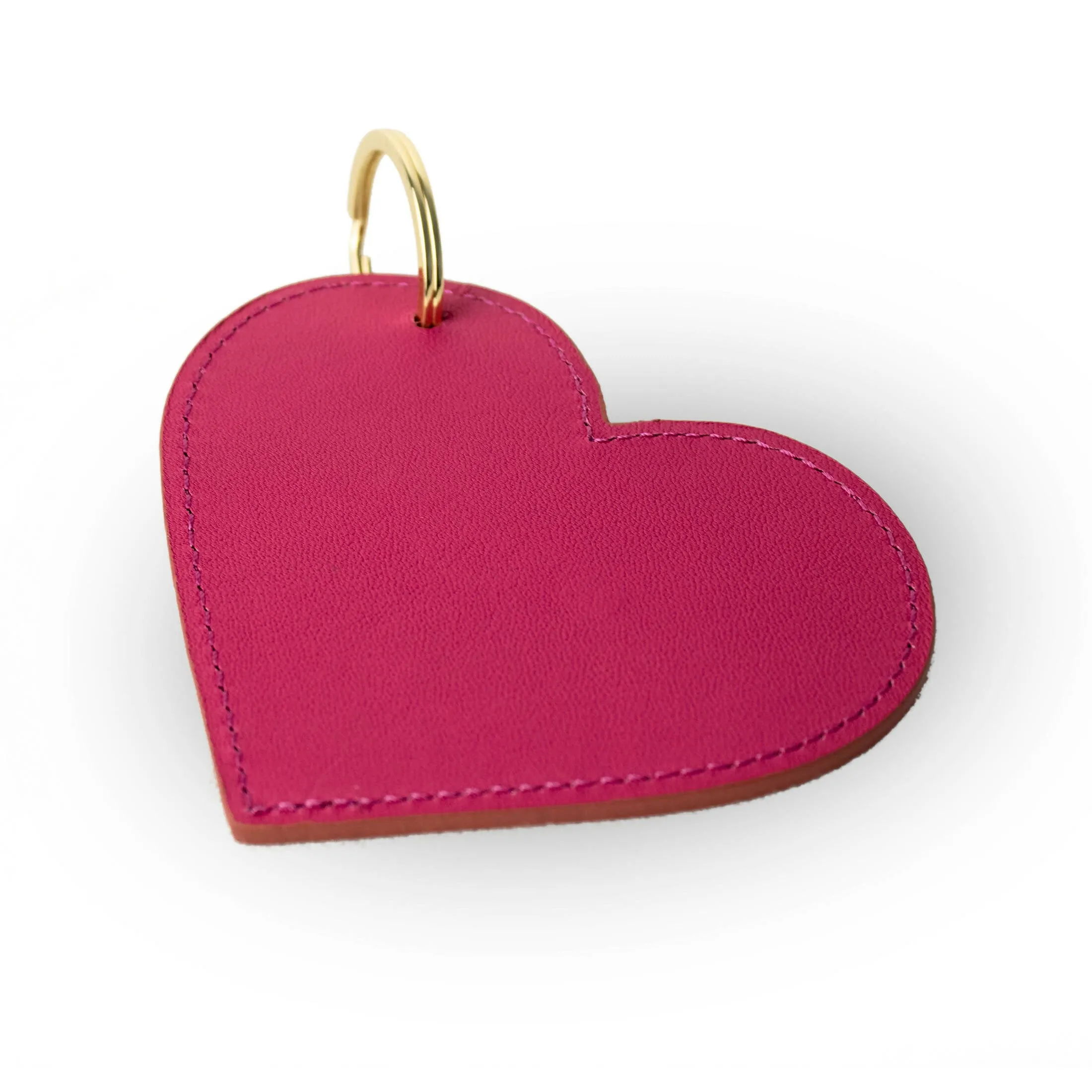 Beige leather heart-shaped keychain