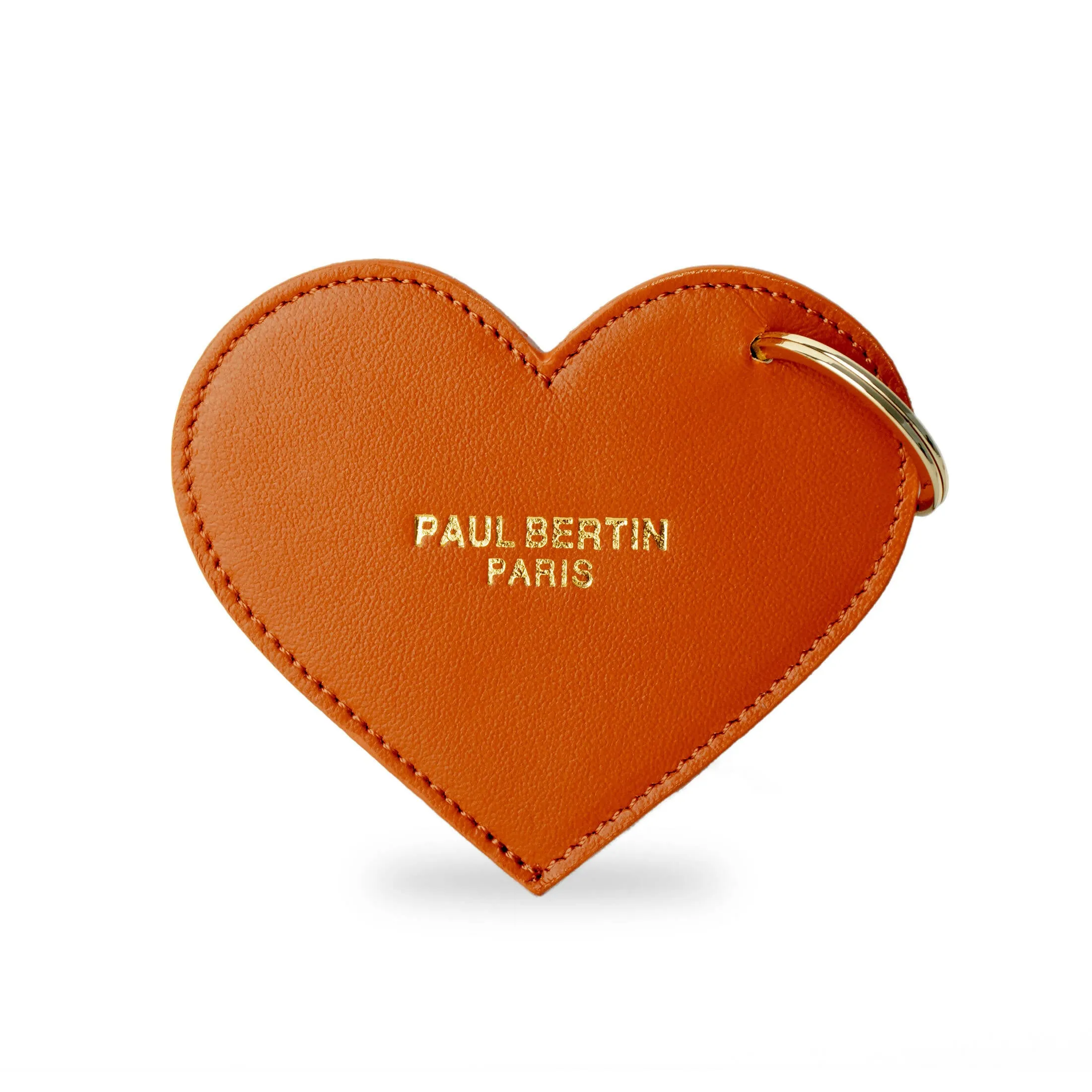 Beige leather heart-shaped keychain