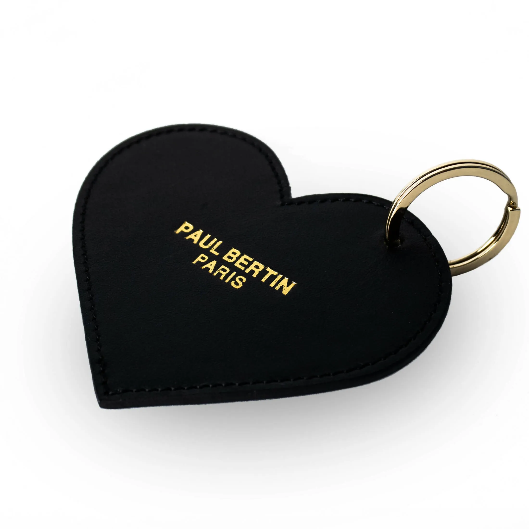 Beige leather heart-shaped keychain