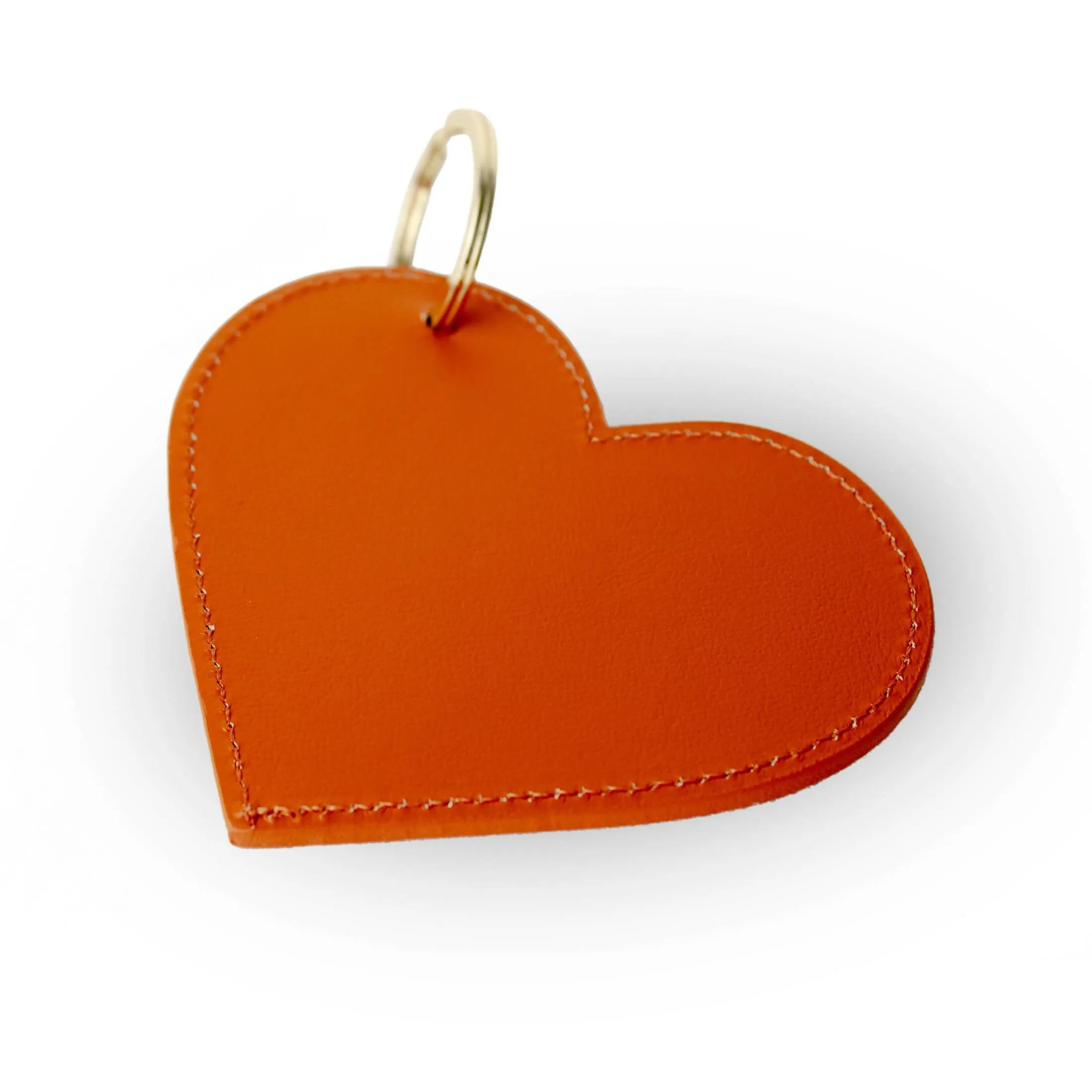 Beige leather heart-shaped keychain