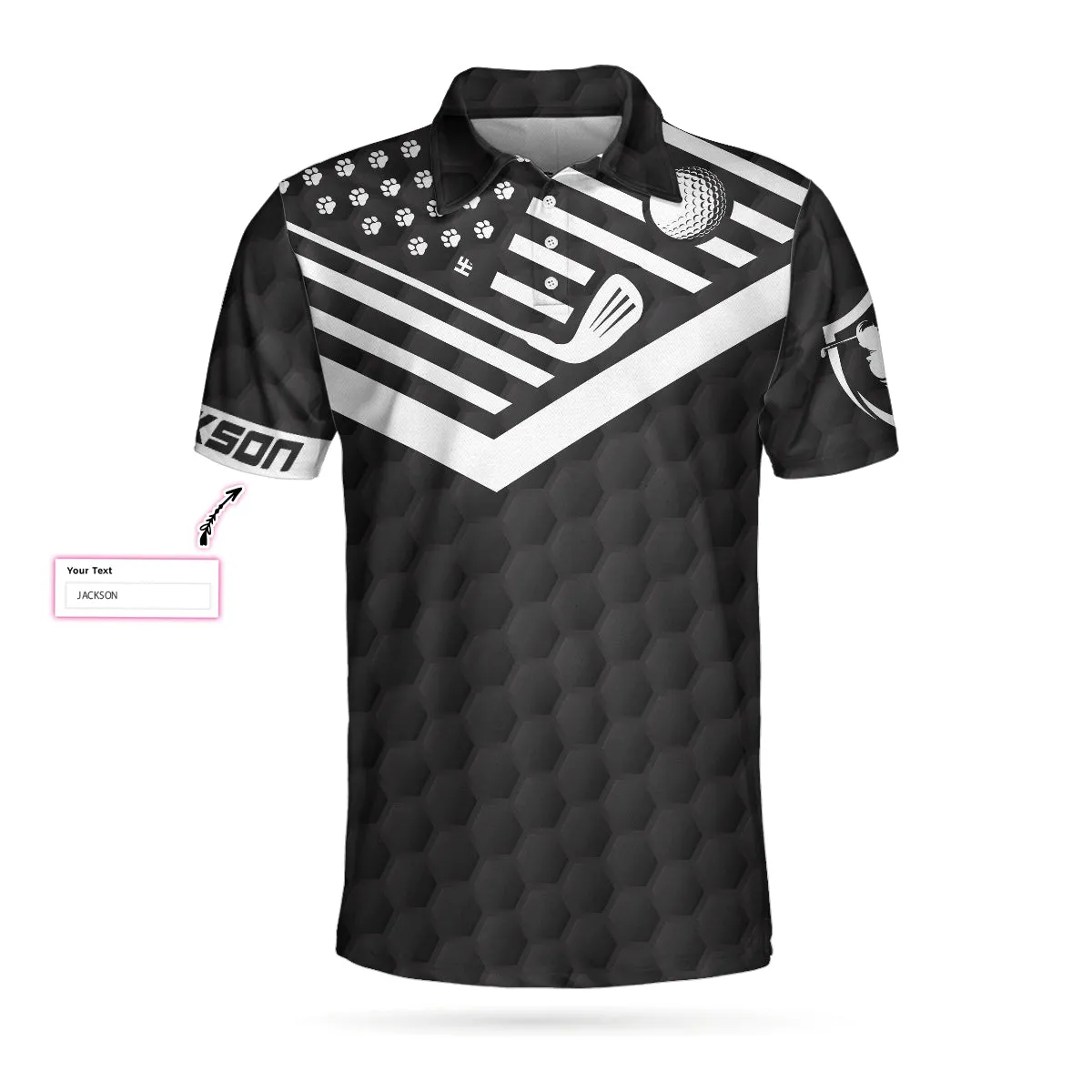 Best Pug Dad Ever Golfer Custom Polo Shirt, Personalized Black American Flag Golf Shirt For Men, Golf Shirt For Pug Lovers Coolspod