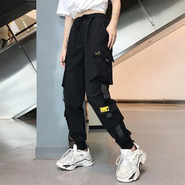 Big Pockets Cargo Pants Women High Waist Loose Streetwear Pants