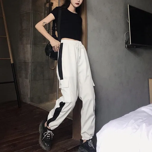 Big Pockets Cargo Pants Women High Waist Loose Streetwear Pants