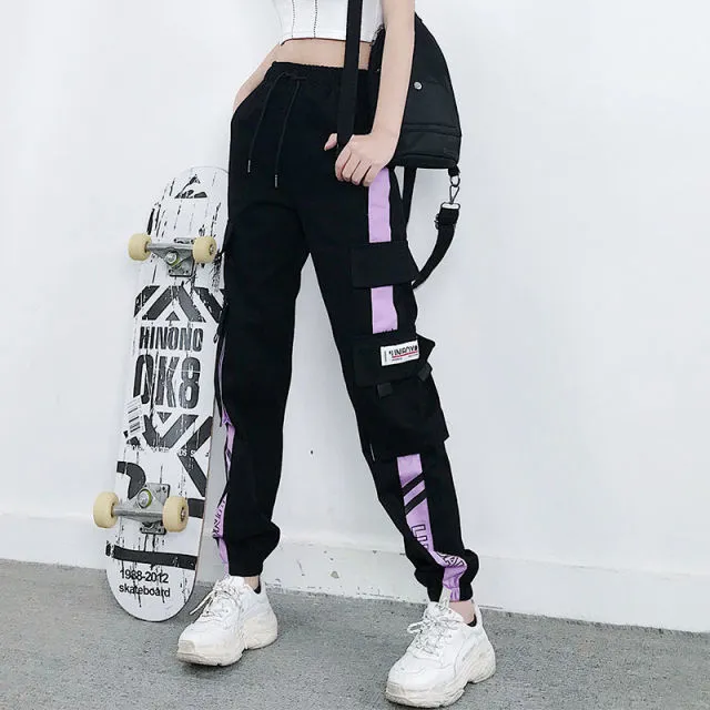 Big Pockets Cargo Pants Women High Waist Loose Streetwear Pants