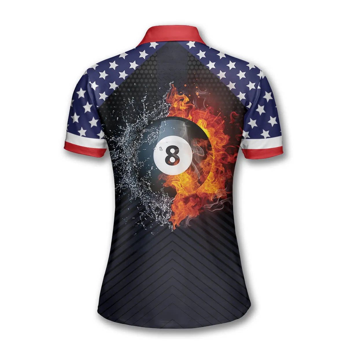 Billiards Fire Flame American Flag Custom Billiard Shirts for Women, US Flag Pattern Polo Shirt