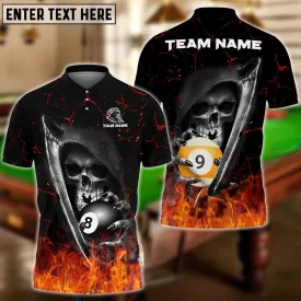 Billiards Reaper Fate Decider Multicolor 3D Polo Shirt, Personalized Name Team Shirt, Gift for Billiard Players