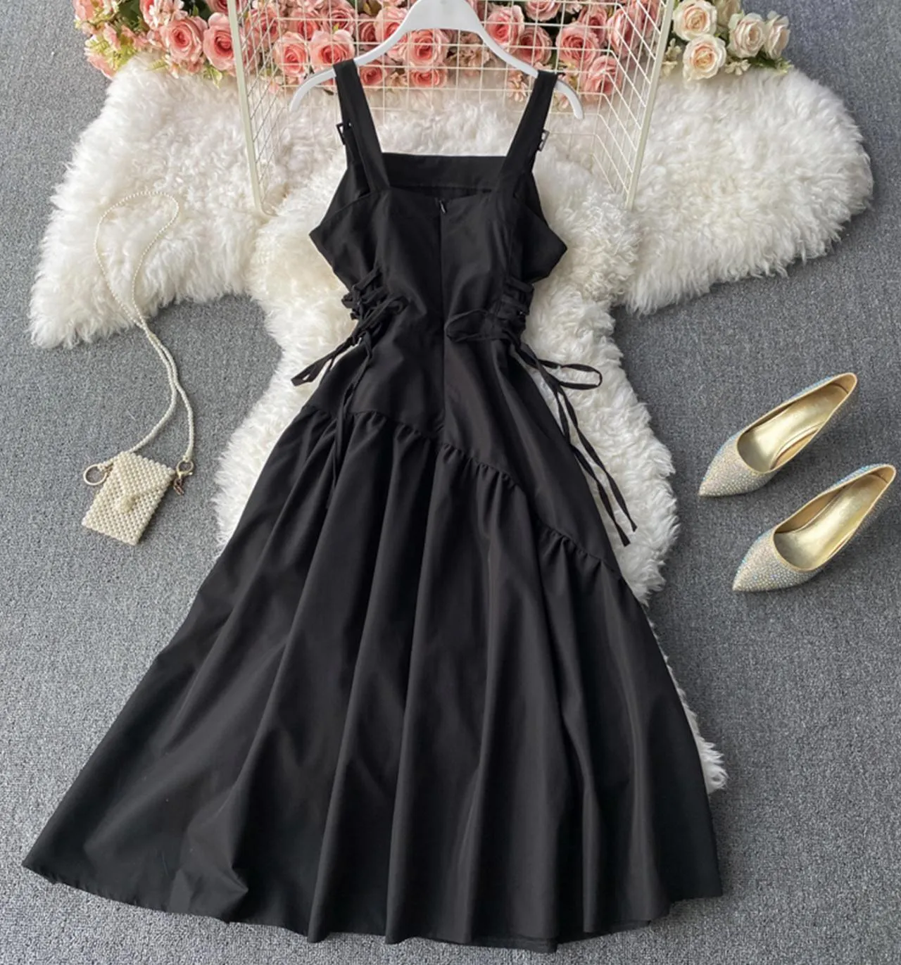 Black A line dress fashion dress    S68