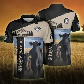 Black Angus Men Polo Shirts - Black Angus Proud Farmer Polo Shirts For Men - Perfect Gift For Black Angus Lovers, Cattle Lovers