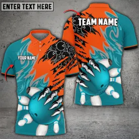 Bowling And Pins Evil Art Pattern Multicolored Bowling Jerseys Custom Name And Team 3D Polo Shirt