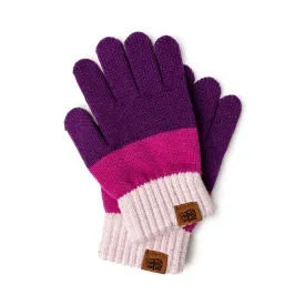 Britts Knits Kids Cozy Gloves- Light pink/Dark Pink/Purple