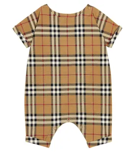 Burberry Kids cotton blend baby romper, beige