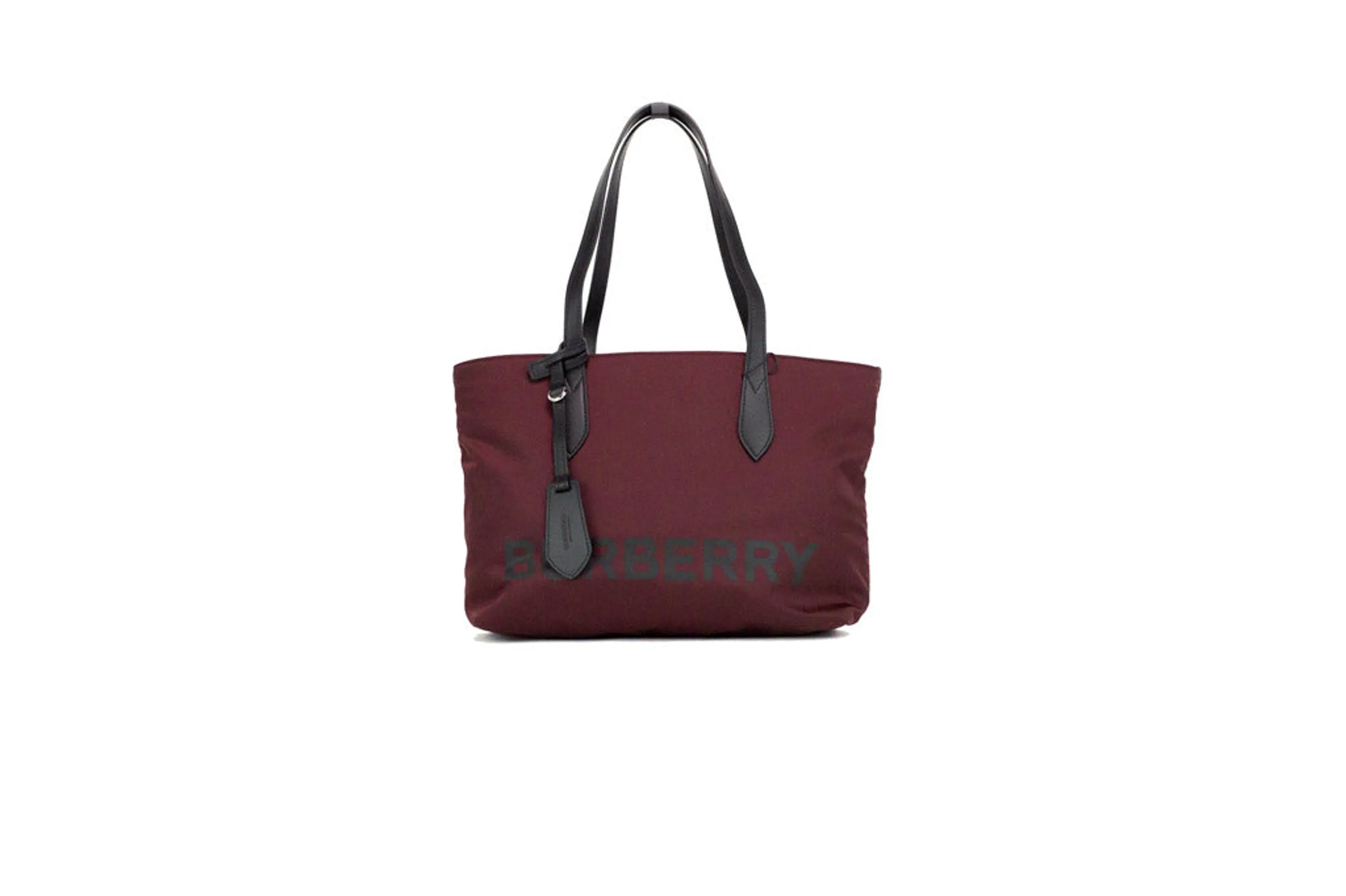 Burberry Small Burgundy Logo Branded Econyl Nylon Tote Bag