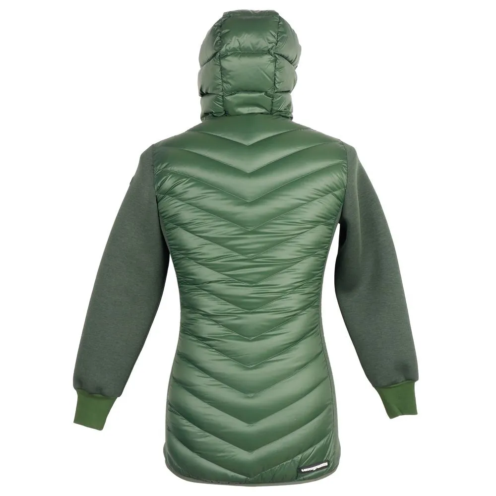 Centogrammi Elegant Hooded Long Down Jacket in Dark Green