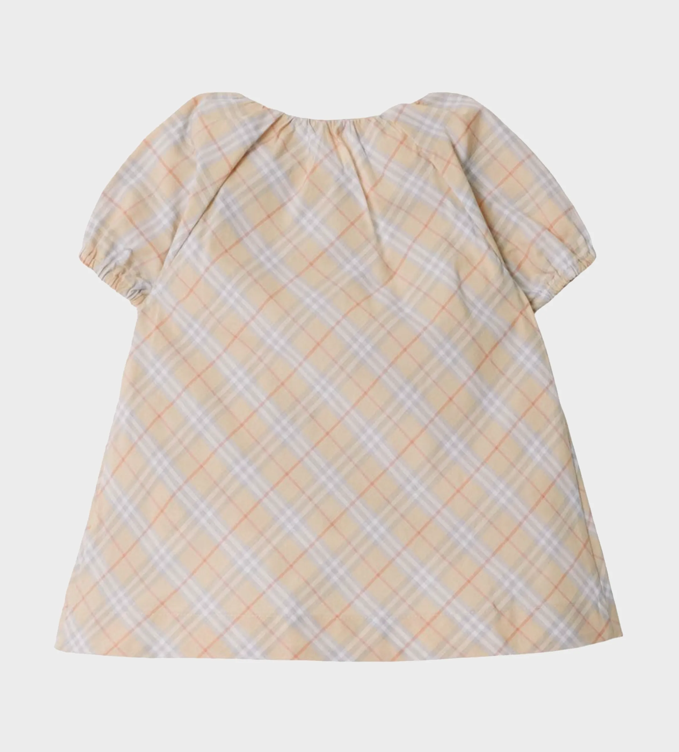 Check Cotton Dress with Bloomers Pale Stone