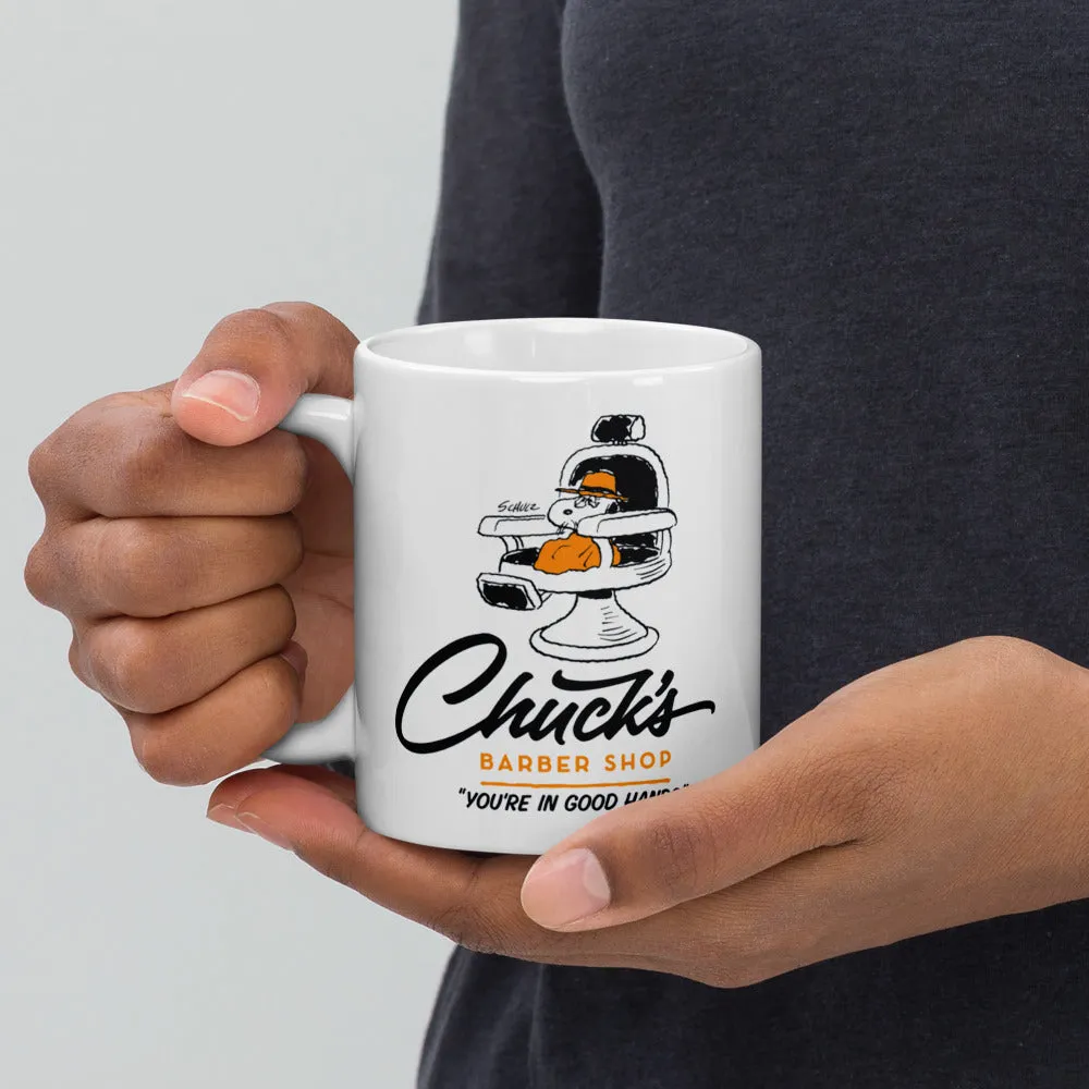 Chuck's Barber Shop White Mug