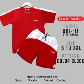 Colorblock Men Co-ord Set (Red)