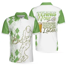 Coolspod Tennis Now Beer Later 3D All Over Printed Polo Shirt, Tennis Beer Polo Shirt