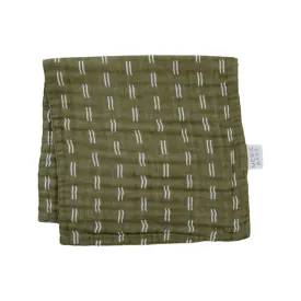 Cotton Muslin Burp Cloth, Olive Strokes