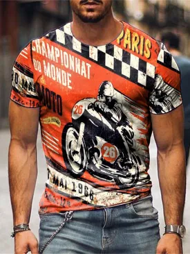 Crew Neck Motorcycle Short Sleeve Tops T-Shirts