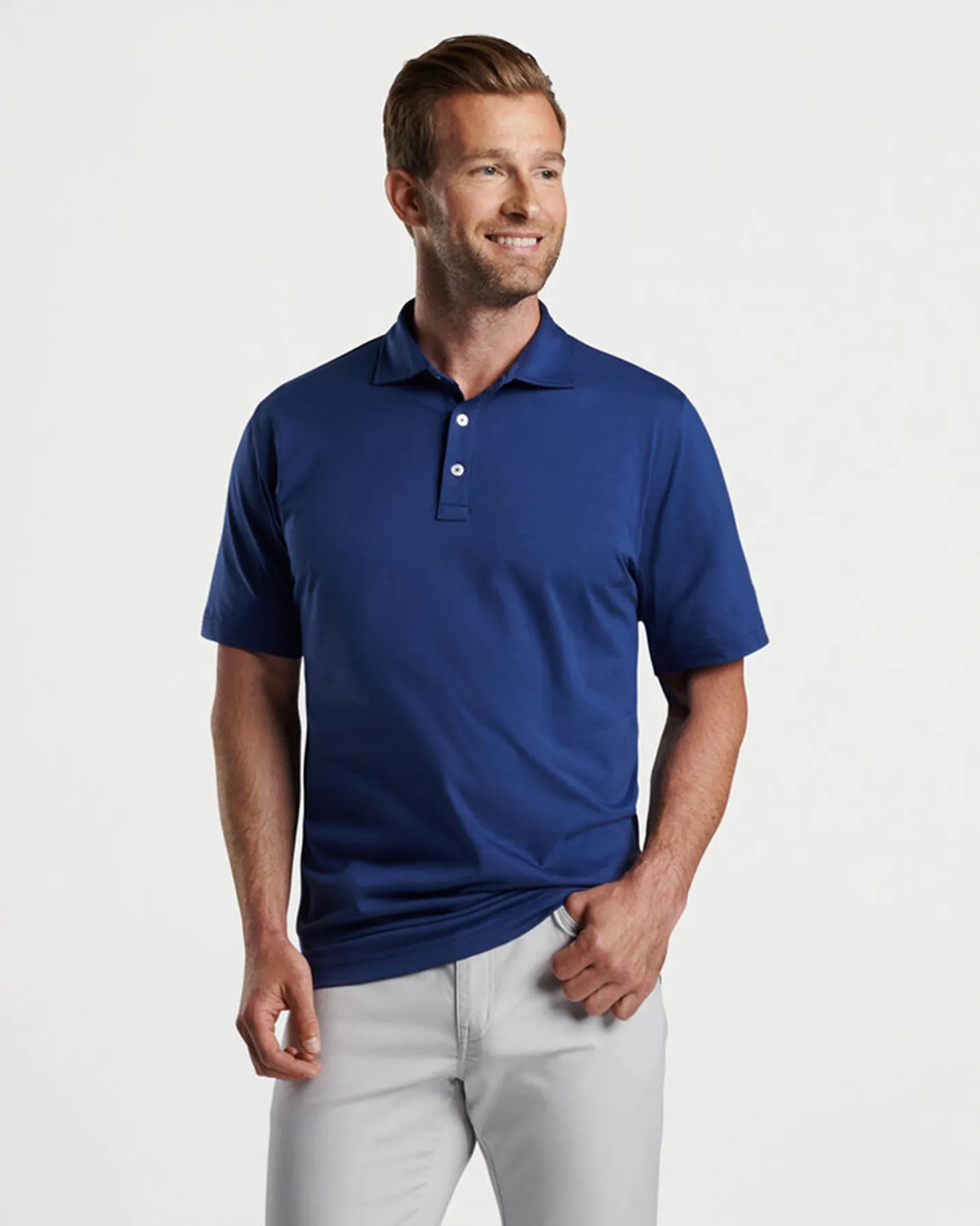 CROWN COMFORT COTTON SHORT SLEEVE POLO - ATLANTIC BLUE