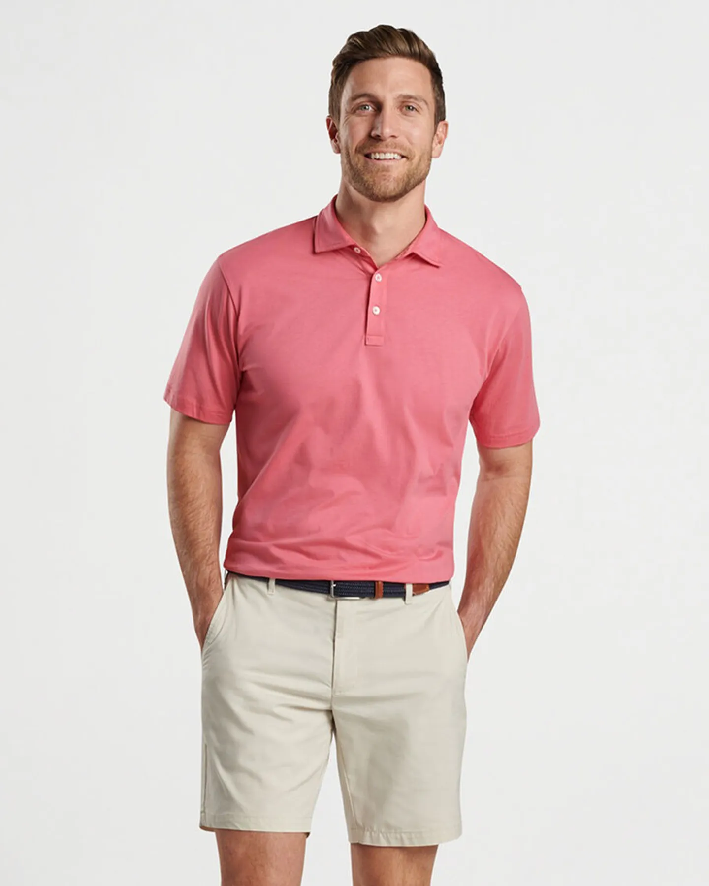 CROWN COMFORT COTTON SHORT SLEEVE POLO - PRIMROSE