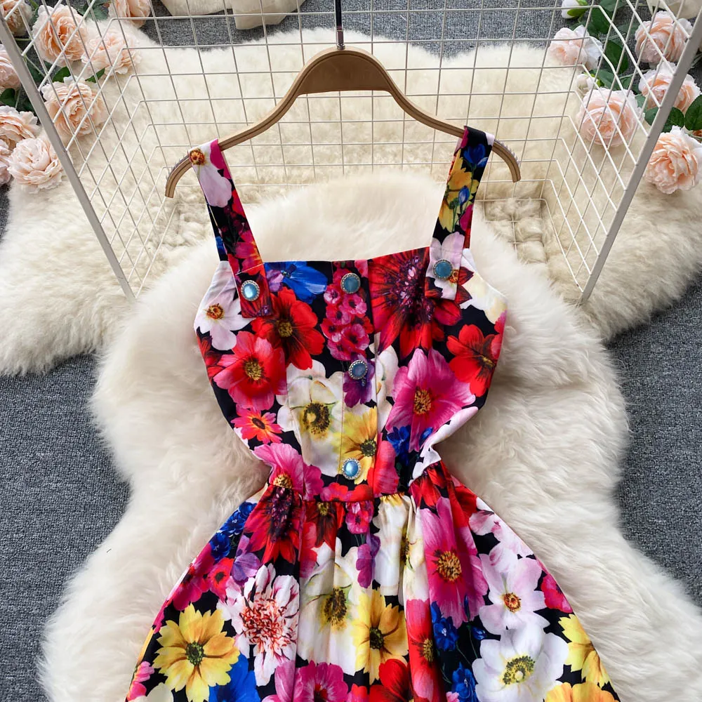 Cute A line floral dress fashion dress    S436