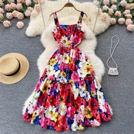 Cute A line floral dress fashion dress    S436