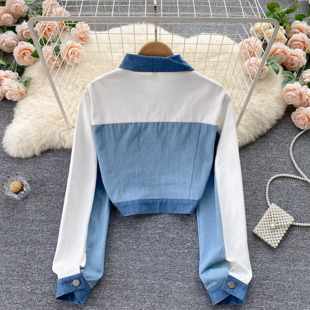 Cute dual tone denim jacket    S484