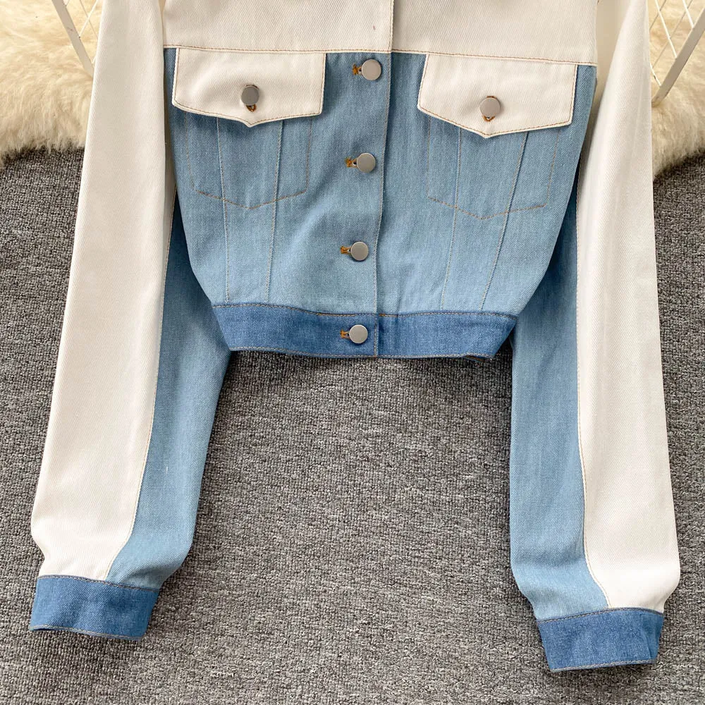 Cute dual tone denim jacket    S484