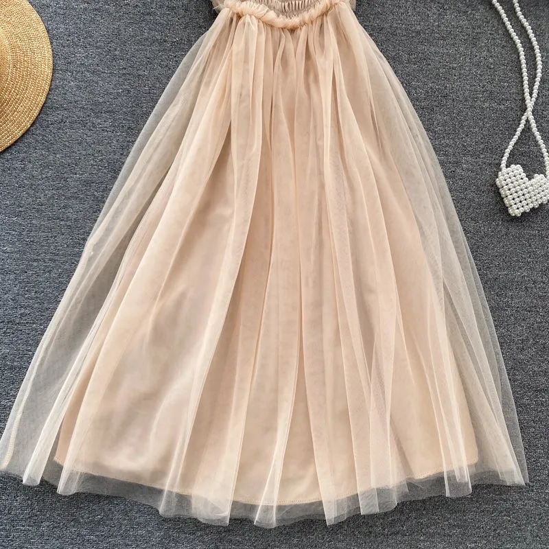 Cute v neck tulle short dress fashion dress  S48