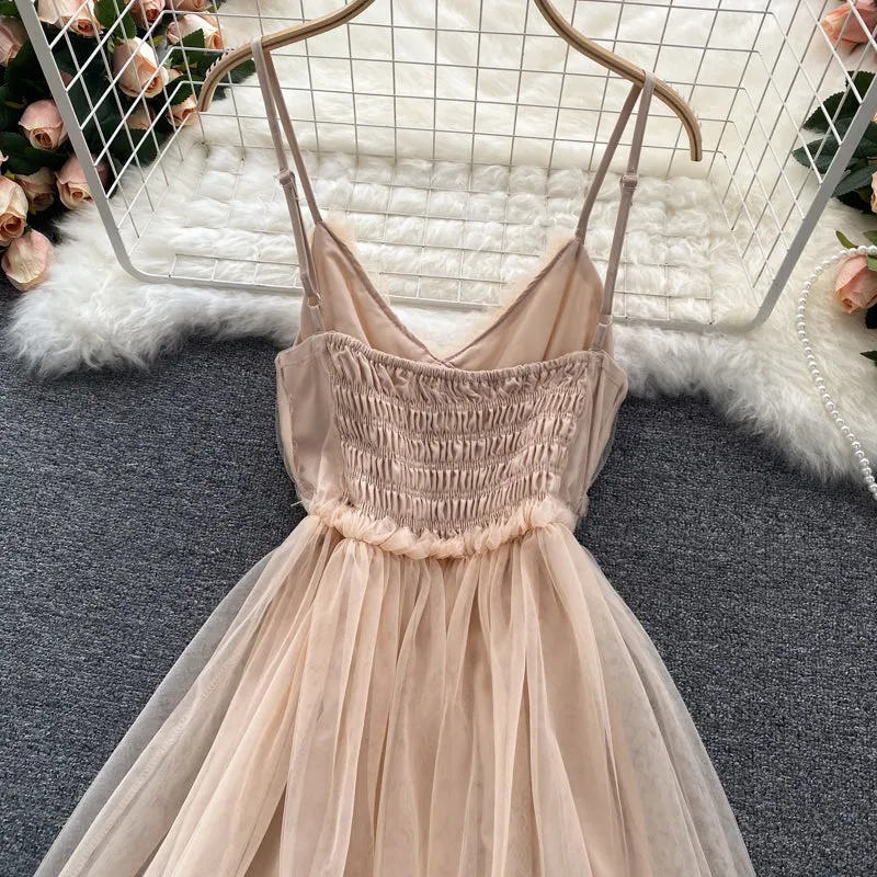 Cute v neck tulle short dress fashion dress  S48