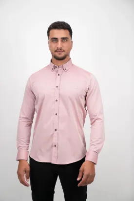 Dark Pink Long Sleeved Shirt With Black Button To Close