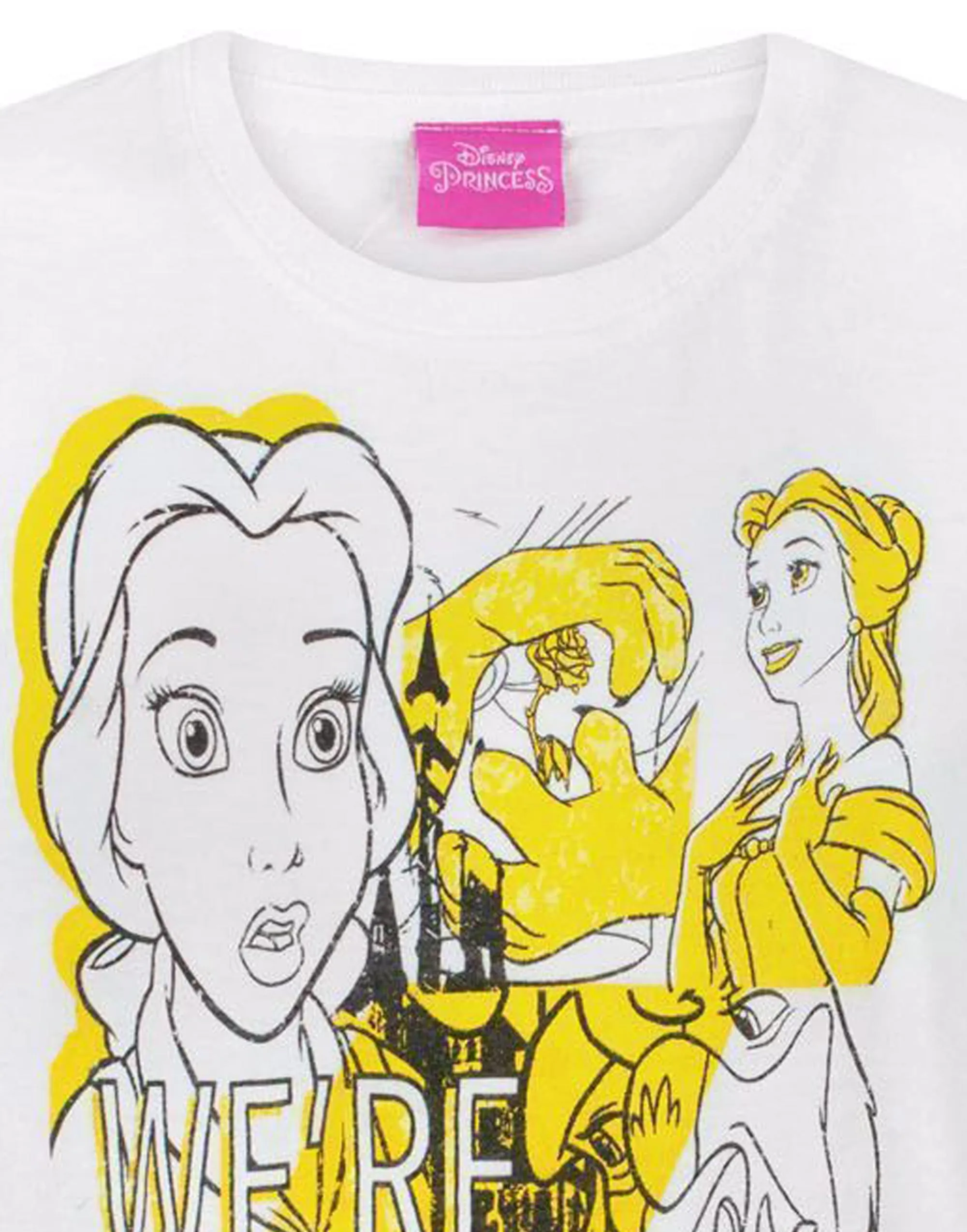 Disney Belle, Beast Girls White Short Sleeved T-Shirt