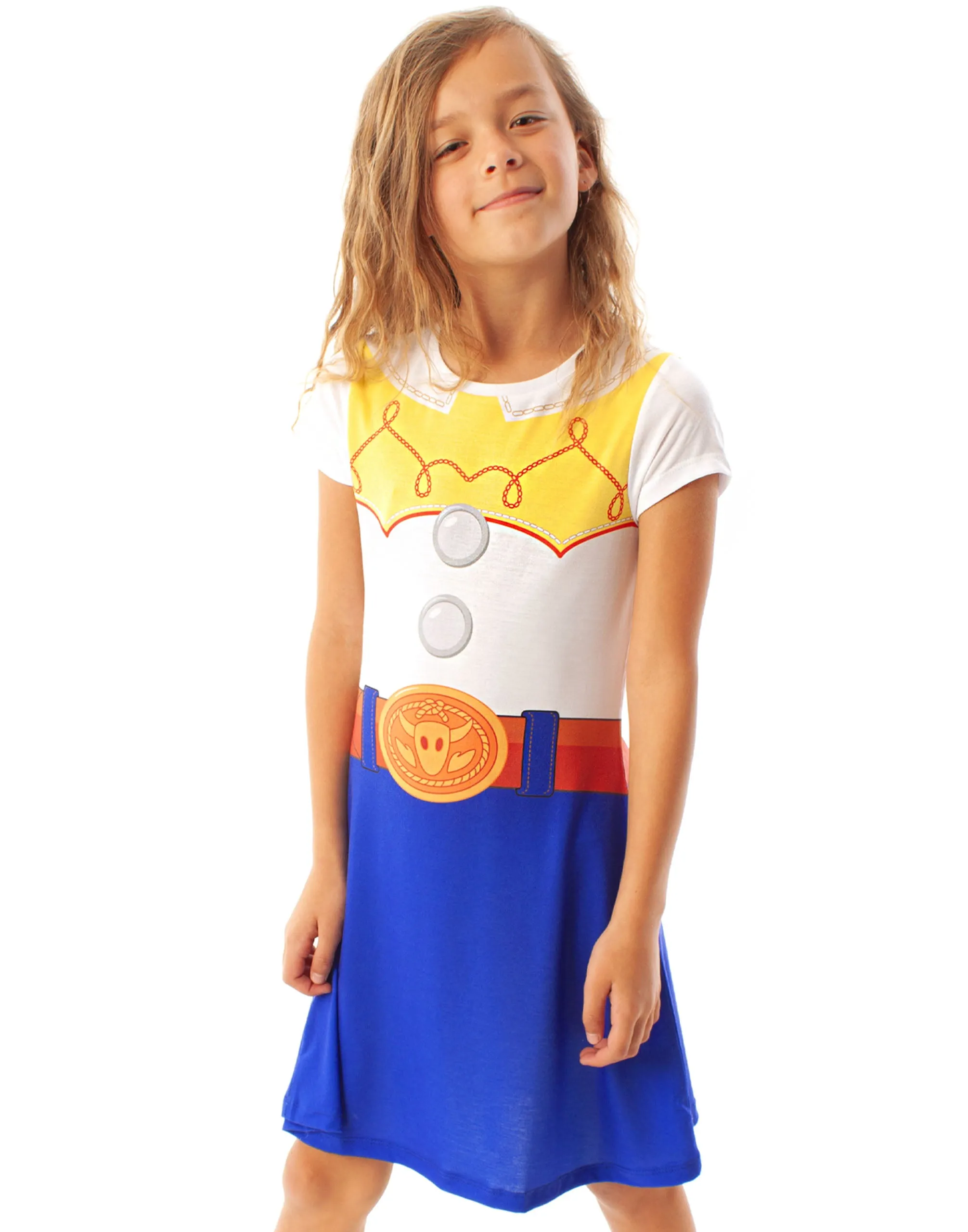 Disney Toy Story Girls White Short Sleeve Skater Dress