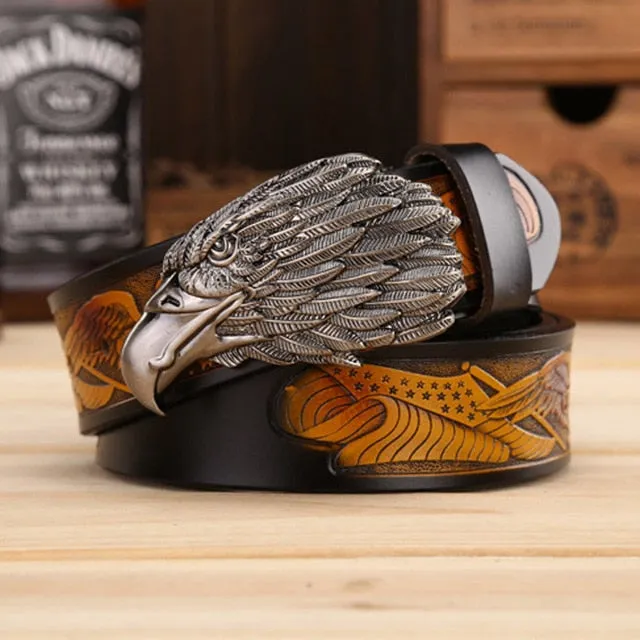 Eagle Head Buckle Genuine Leather Belt