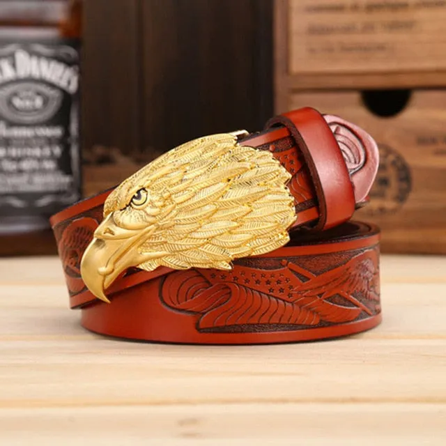 Eagle Head Buckle Genuine Leather Belt