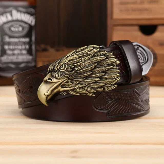 Eagle Head Buckle Genuine Leather Belt